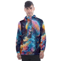 Cosmic Jellyfish Artwork Men s Front Pocket Pullover Windbreaker by ExtraGoodSauce