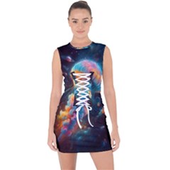 Cosmic Jellyfish Artwork Lace Up Front Bodycon Dress by ExtraGoodSauce