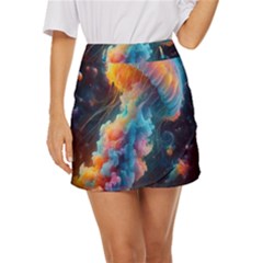 Cosmic Jellyfish Artwork Mini Front Wrap Skirt