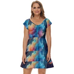 Cosmic Jellyfish Artwork Short Sleeve Tiered Mini Dress by ExtraAwesomeSauce