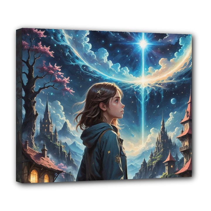 Enchanting Fantasy Night Sky Scene Deluxe Canvas 24  x 20  (Stretched)