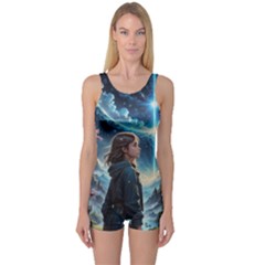 Enchanting Fantasy Night Sky Scene One Piece Boyleg Swimsuit