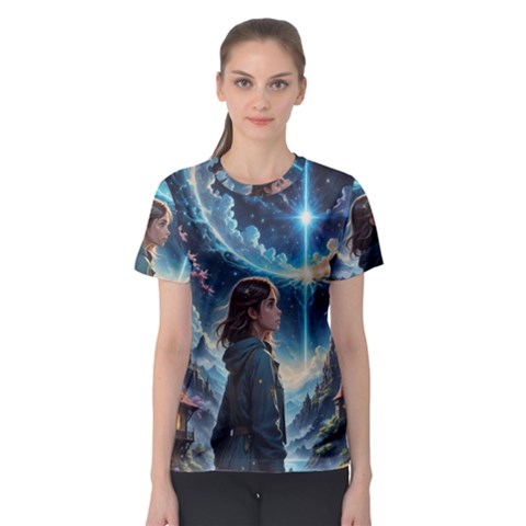 Enchanting Fantasy Night Sky Scene Women s Sport Mesh T-shirt by ExtraGoodSauce