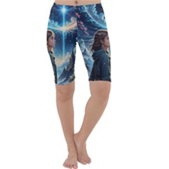 Enchanting Fantasy Night Sky Scene Cropped Leggings  by ExtraGoodSauce