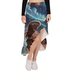 Enchanting Fantasy Night Sky Scene Asymmetrical Ruffle Hem Skirt  by ExtraGoodSauce