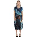 Enchanting Fantasy Night Sky Scene T-Shirt Midi Dress With Pockets View1