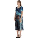 Enchanting Fantasy Night Sky Scene T-Shirt Midi Dress With Pockets View2