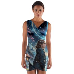 Enchanting Fantasy Night Sky Scene Wrap Front Bodycon Dress by ExtraGoodSauce