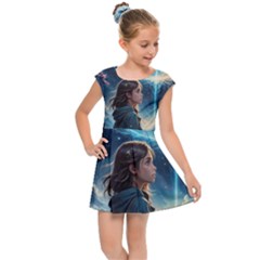 Enchanting Fantasy Night Sky Scene Kids  Cap Sleeve Dress by ExtraGoodSauce