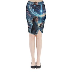 Enchanting Fantasy Night Sky Scene Midi Wrap Pencil Skirt by ExtraGoodSauce