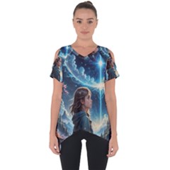 Enchanting Fantasy Night Sky Scene Cut Out Side Drop T-shirt by ExtraGoodSauce