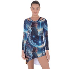 Enchanting Fantasy Night Sky Scene Asymmetric Cut-out Shift Dress by ExtraGoodSauce