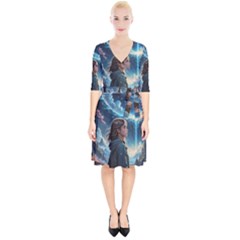 Enchanting Fantasy Night Sky Scene Wrap Up Cocktail Dress