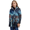 Enchanting Fantasy Night Sky Scene Kids  Hooded Longline Puffer Jacket View3