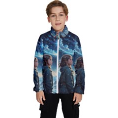 Enchanting Fantasy Night Sky Scene Kids  High Neck Windbreaker by ExtraGoodSauce