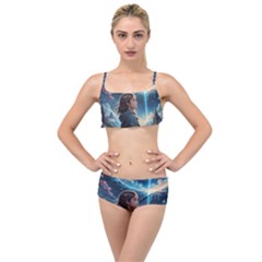 Enchanting Fantasy Night Sky Scene Layered Top Bikini Set