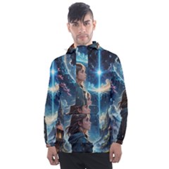 Enchanting Fantasy Night Sky Scene Men s Front Pocket Pullover Windbreaker