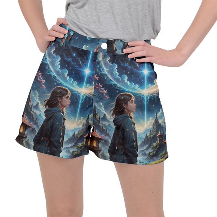 Enchanting Fantasy Night Sky Scene Women s Ripstop Shorts