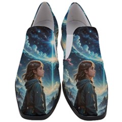 Enchanting Fantasy Night Sky Scene Women Slip On Heel Loafers by ExtraGoodSauce