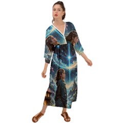 Enchanting Fantasy Night Sky Scene Grecian Style  Maxi Dress