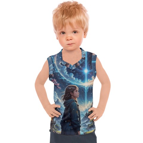 Enchanting Fantasy Night Sky Scene Kids  Sport Tank Top by ExtraGoodSauce