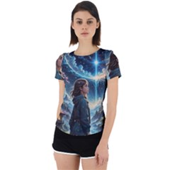 Enchanting Fantasy Night Sky Scene Back Cut Out Sport T-shirt