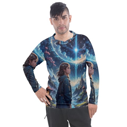 Enchanting Fantasy Night Sky Scene Men s Pique Long Sleeve T-shirt by ExtraGoodSauce