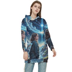 Enchanting Fantasy Night Sky Scene Women s Long Oversized Pullover Hoodie