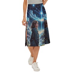 Enchanting Fantasy Night Sky Scene Midi Panel Skirt