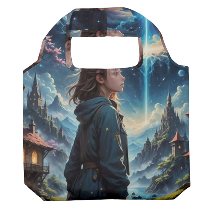 Enchanting Fantasy Night Sky Scene Premium Foldable Grocery Recycle Bag