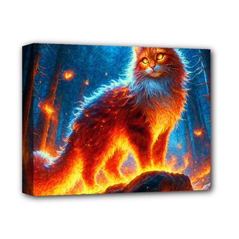 Enchanted Fire Feline Deluxe Canvas 14  X 11  (stretched)