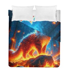 Enchanted Fire Feline Duvet Cover Double Side (full/ Double Size)