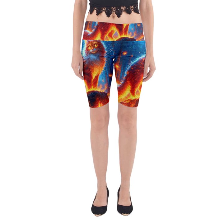 Enchanted Fire Feline Yoga Cropped Leggings