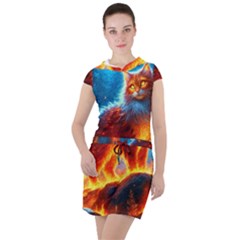 Enchanted Fire Feline Drawstring Hooded Dress by ExtraGoodSauce