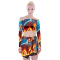 Enchanted Fire Feline Off Shoulder Top with Mini Skirt Set View1