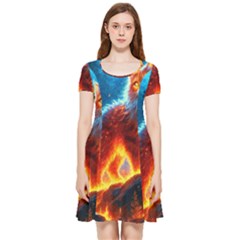 Enchanted Fire Feline Inside Out Cap Sleeve Dress by ExtraGoodSauce