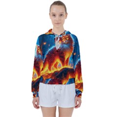 Enchanted Fire Feline Women s Tie Up Sweat