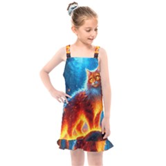 Enchanted Fire Feline Kids  Overall Dress by ExtraGoodSauce