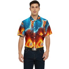 Enchanted Fire Feline Men s Short Sleeve Pocket Shirt 