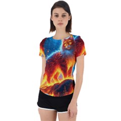 Enchanted Fire Feline Back Cut Out Sport T-shirt by ExtraGoodSauce