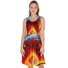 Enchanted Fire Feline Knee Length Skater Dress With Pockets by ExtraGoodSauce