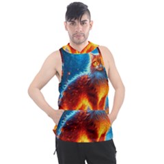 Enchanted Fire Feline Men s Sleeveless Hoodie