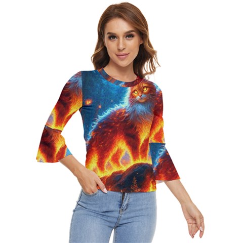 Enchanted Fire Feline Bell Sleeve Top by ExtraGoodSauce