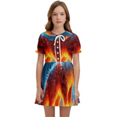 Enchanted Fire Feline Kids  Sweet Collar Dress by ExtraGoodSauce