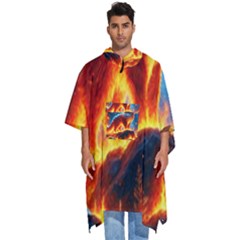 Enchanted Fire Feline Men s Hooded Rain Ponchos by ExtraGoodSauce