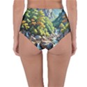 Serene Mountain Waterfall Landscape Reversible High-Waist Bikini Bottoms View4