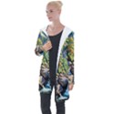 Serene Mountain Waterfall Landscape Longline Hooded Cardigan View1