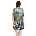 Serene Mountain Waterfall Landscape Shoulder Cutout Velvet One Piece View2