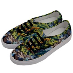 Serene Mountain Waterfall Landscape Men s Classic Low Top Sneakers by ExtraGoodSauce