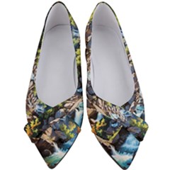 Serene Mountain Waterfall Landscape Women s Bow Heels by ExtraGoodSauce